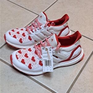 Adidas Ultraboost 1.0 'Valentine's Day' sneakers in cloud white with red hearts